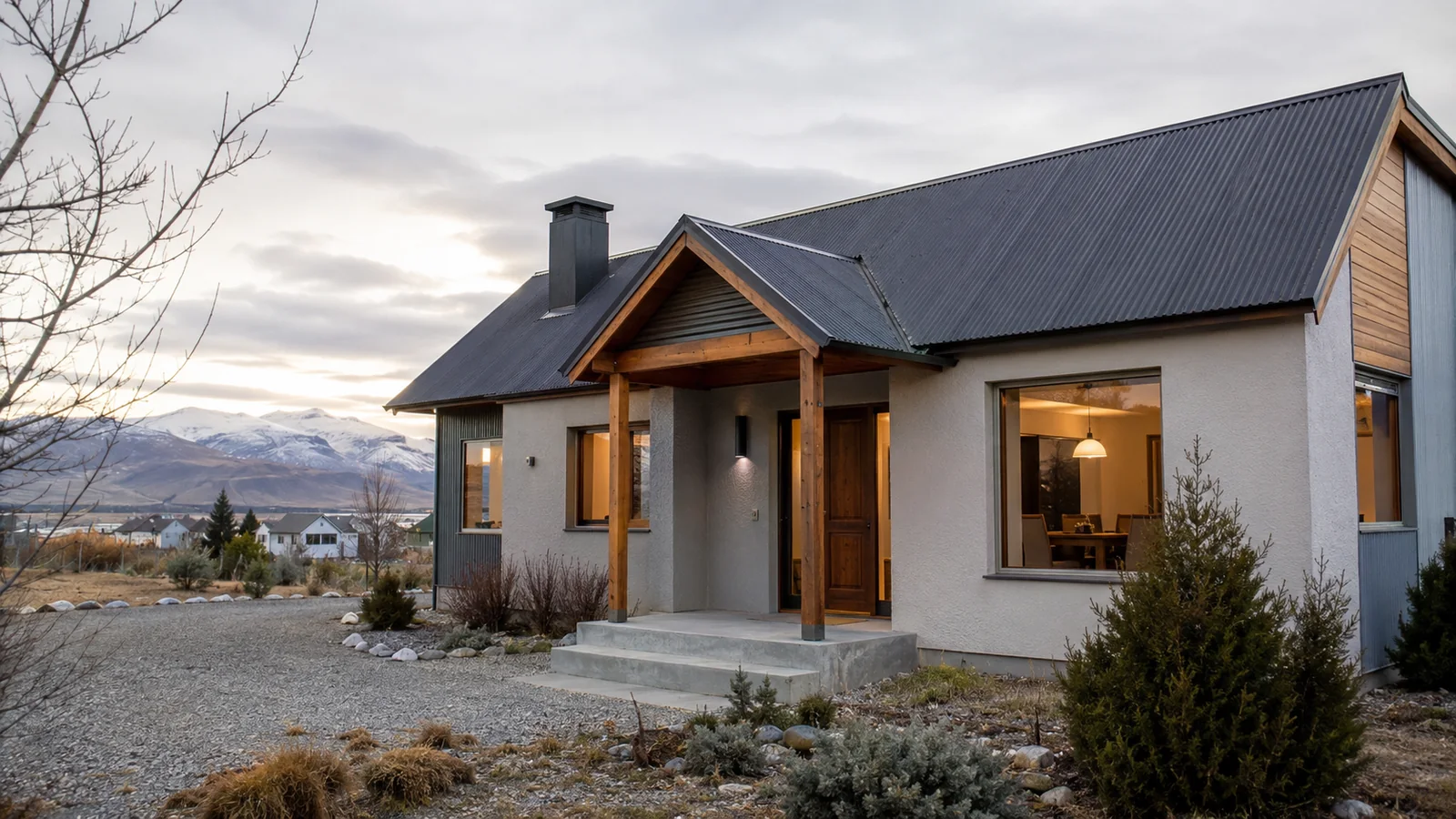 Casa patagónica preparada para un clima frío
