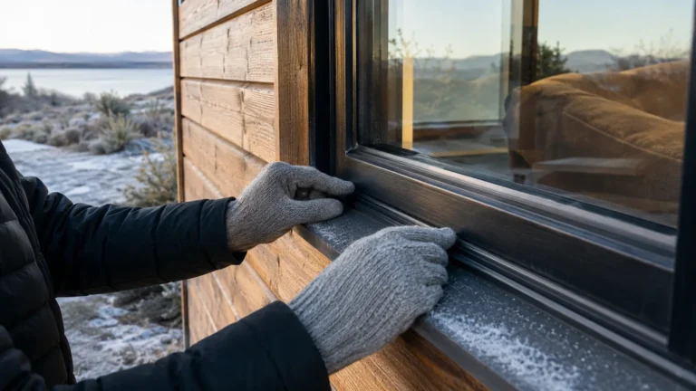Revisión del sellado exterior de una ventana durante el invierno